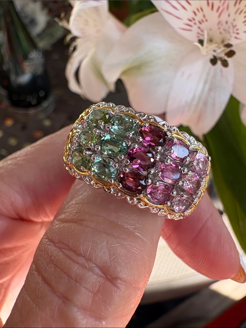 Size 12 Gems En Vogue Multi Color Tourmaline Ring